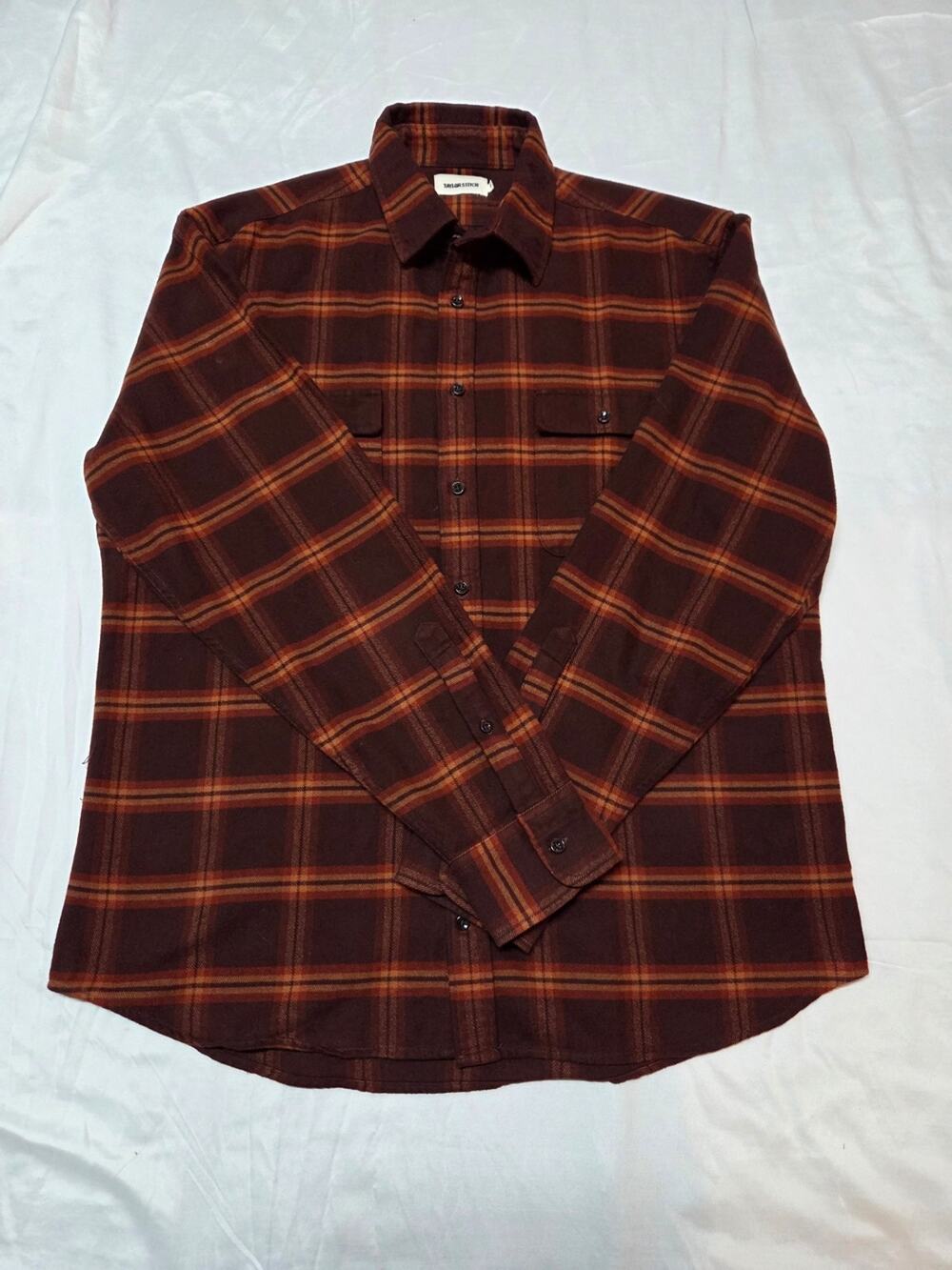 Men's Brown Plaid Button-Up Shirt size 44